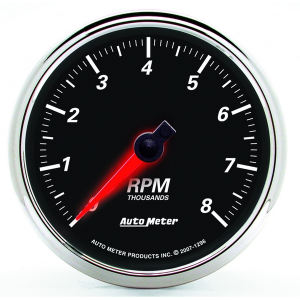 3-3/8" IN-DASH TACHOMETER, 0-8,000 RPM, DESIGNER BLACK II